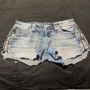 Miss Me Light Blue Distressed Jean Shorts